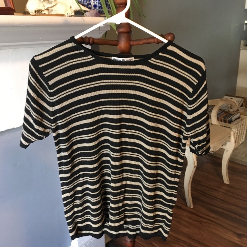 Vintage 90s Ribbed Striped Tee by Rena Rowan